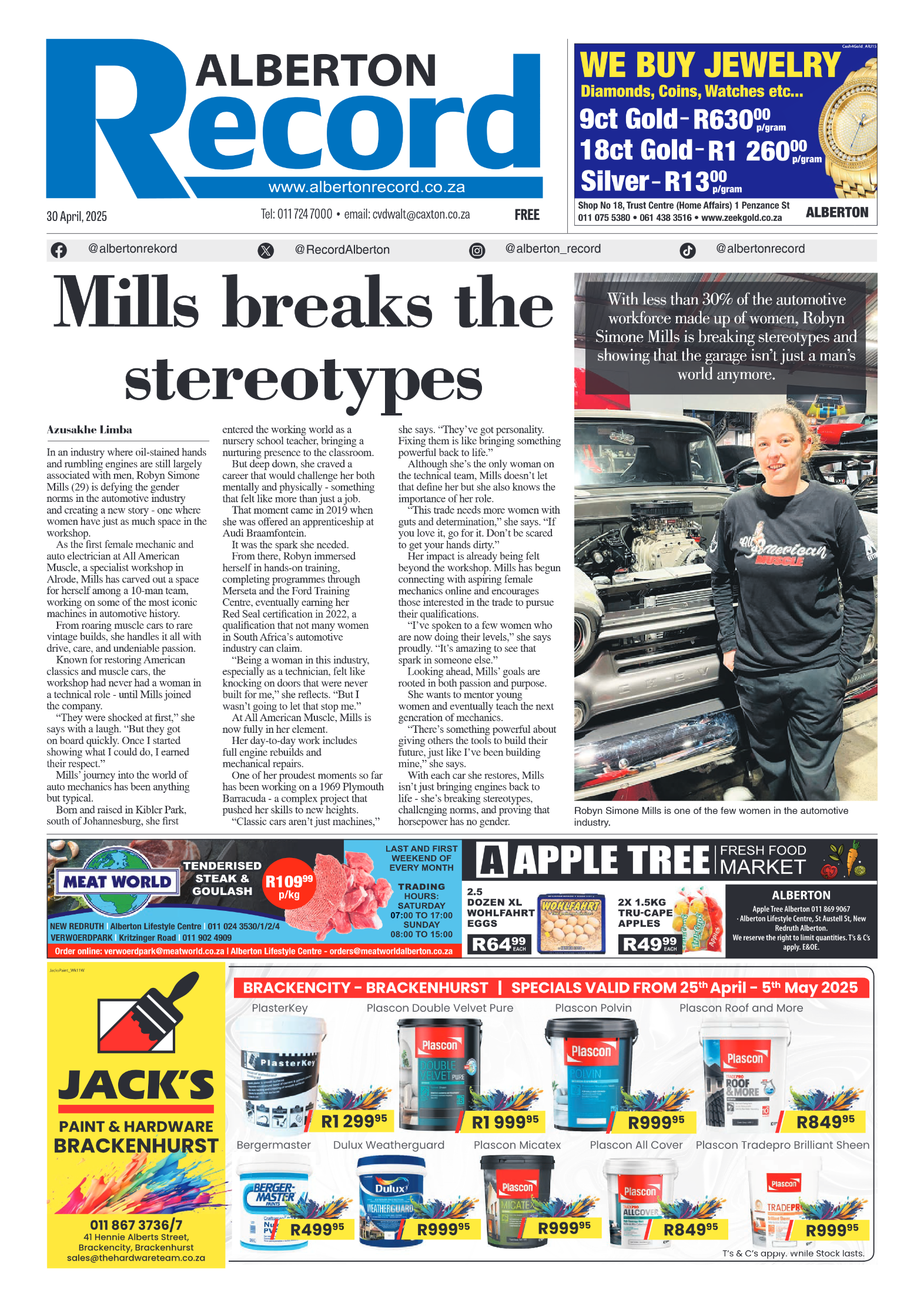 Alberton Record 30 April 2025 page 1
