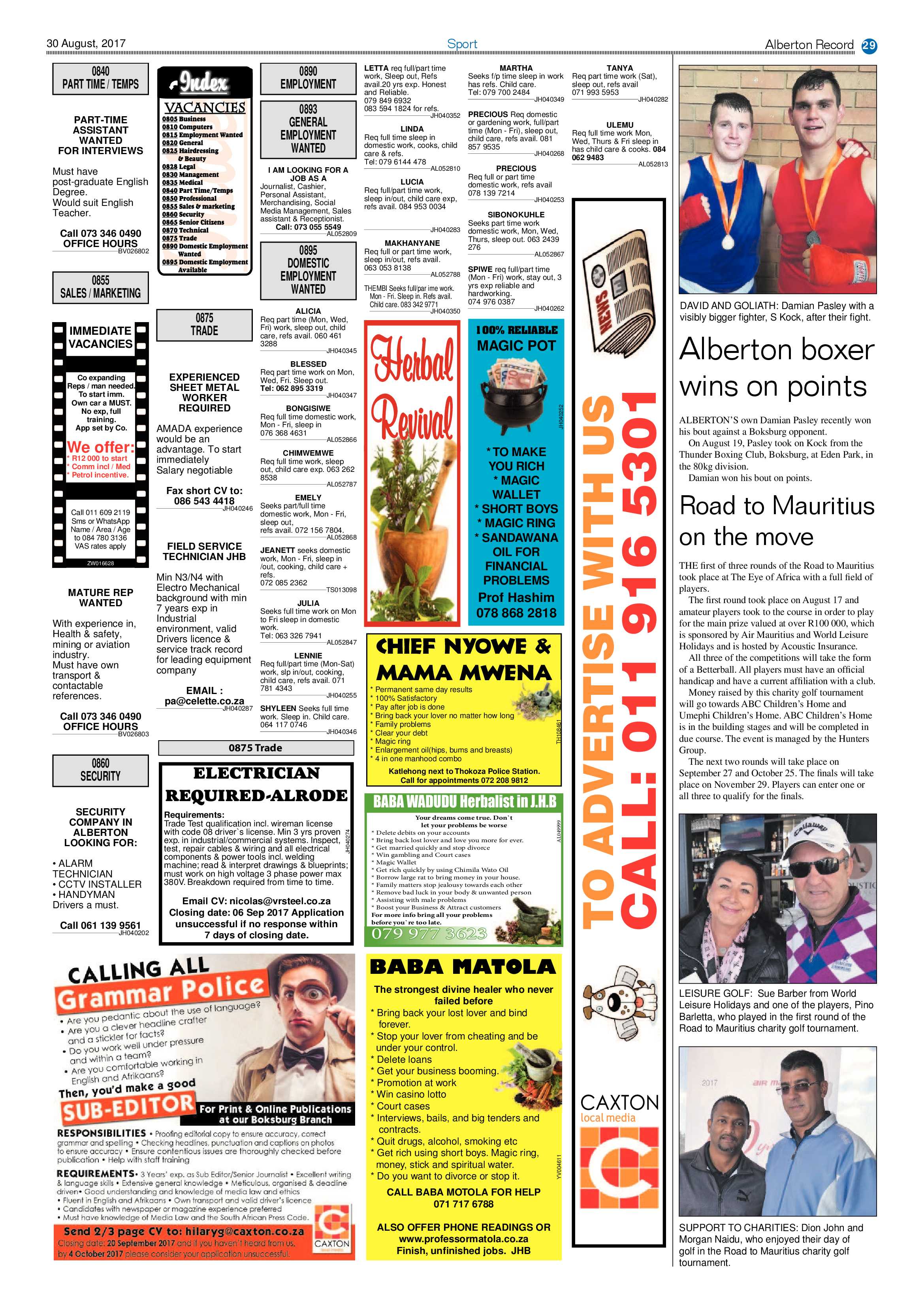 Alberton Record 30 August 2017 page 29