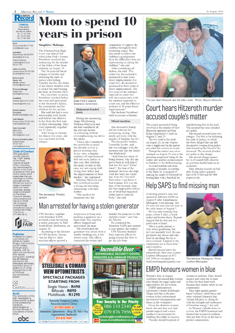 Alberton Record 30 August 2023 page 2