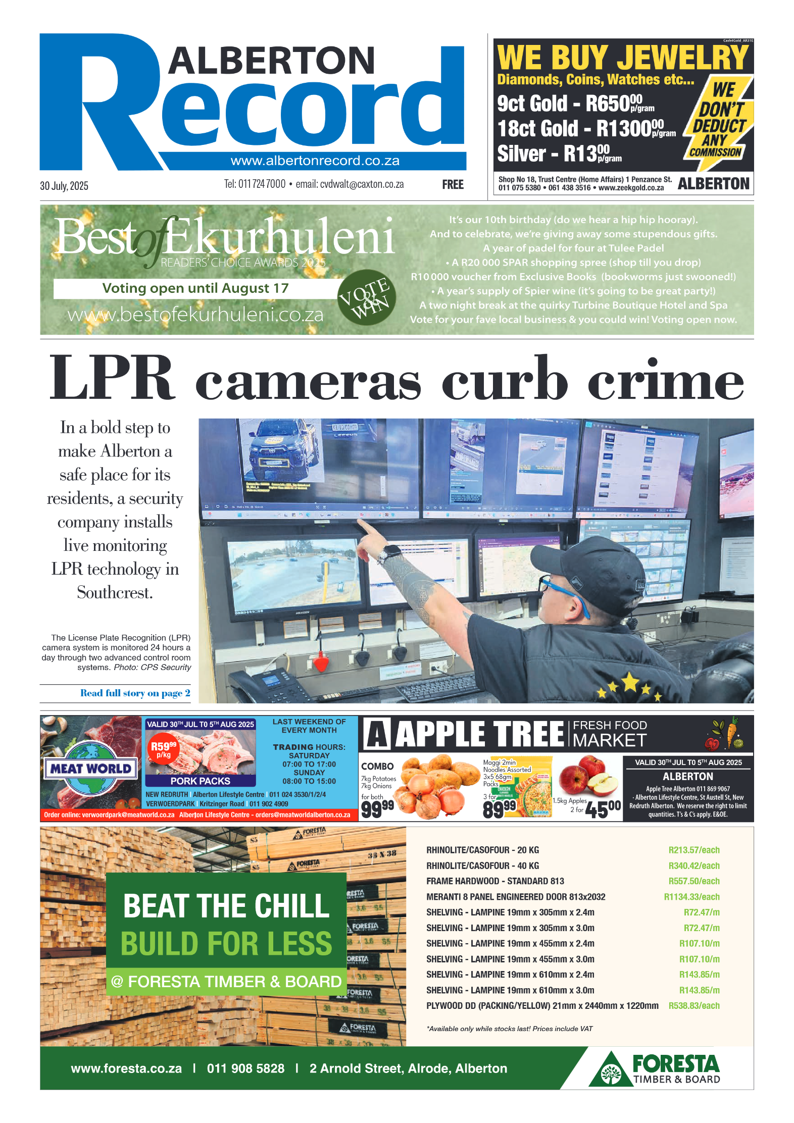 Alberton Record 30 July 2025 page 1