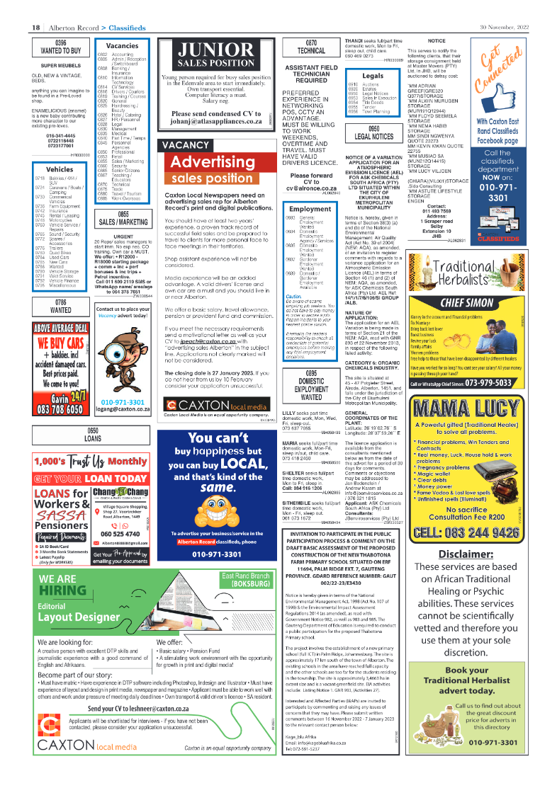 Alberton Record 30 Nov 2022 page 20