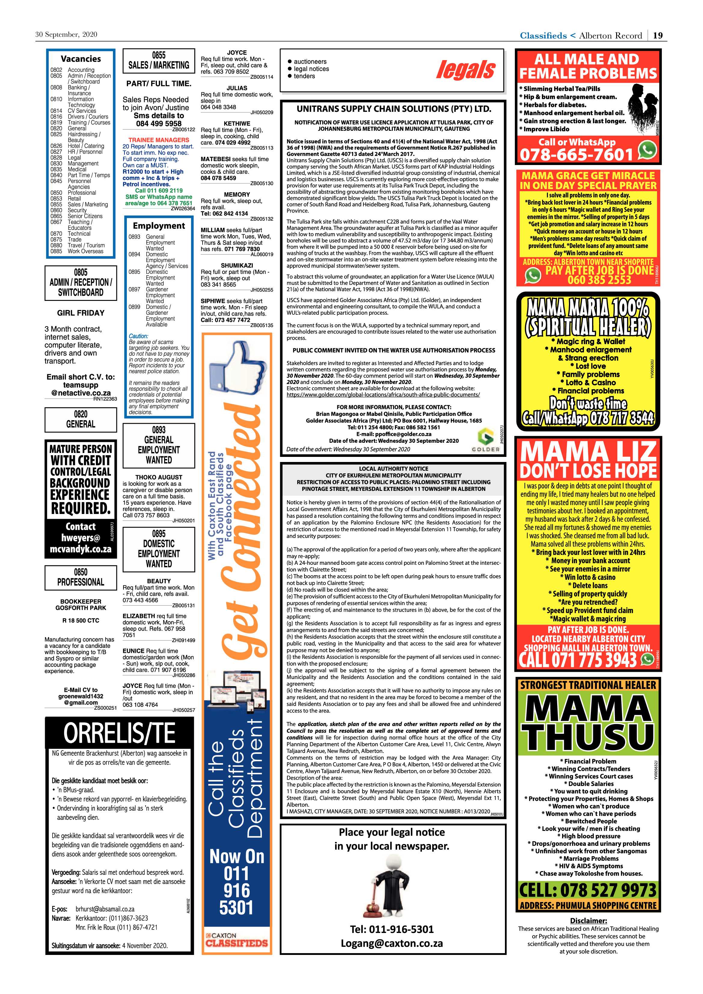 Alberton Record 30 September 2020 page 19
