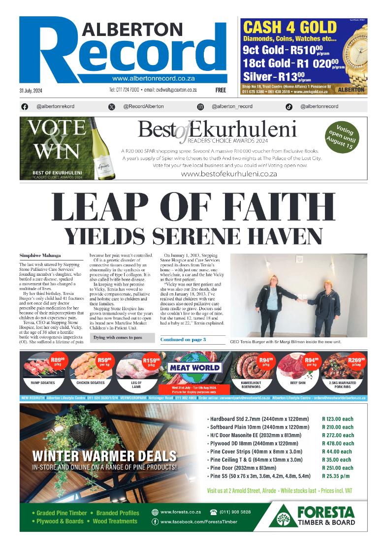 Alberton Record 31 July 2024 page 1