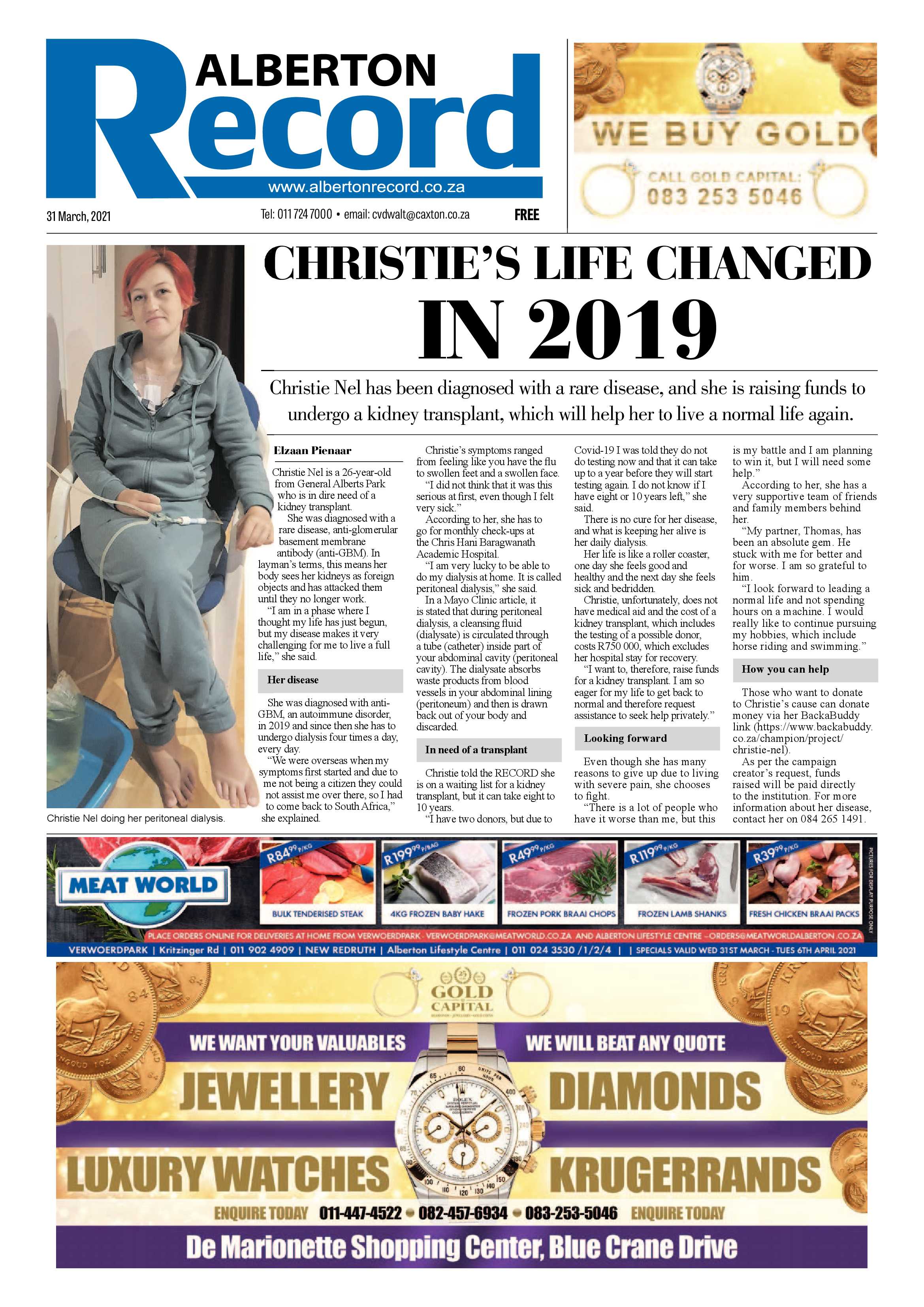 Alberton Record 31 March 2021 page 1