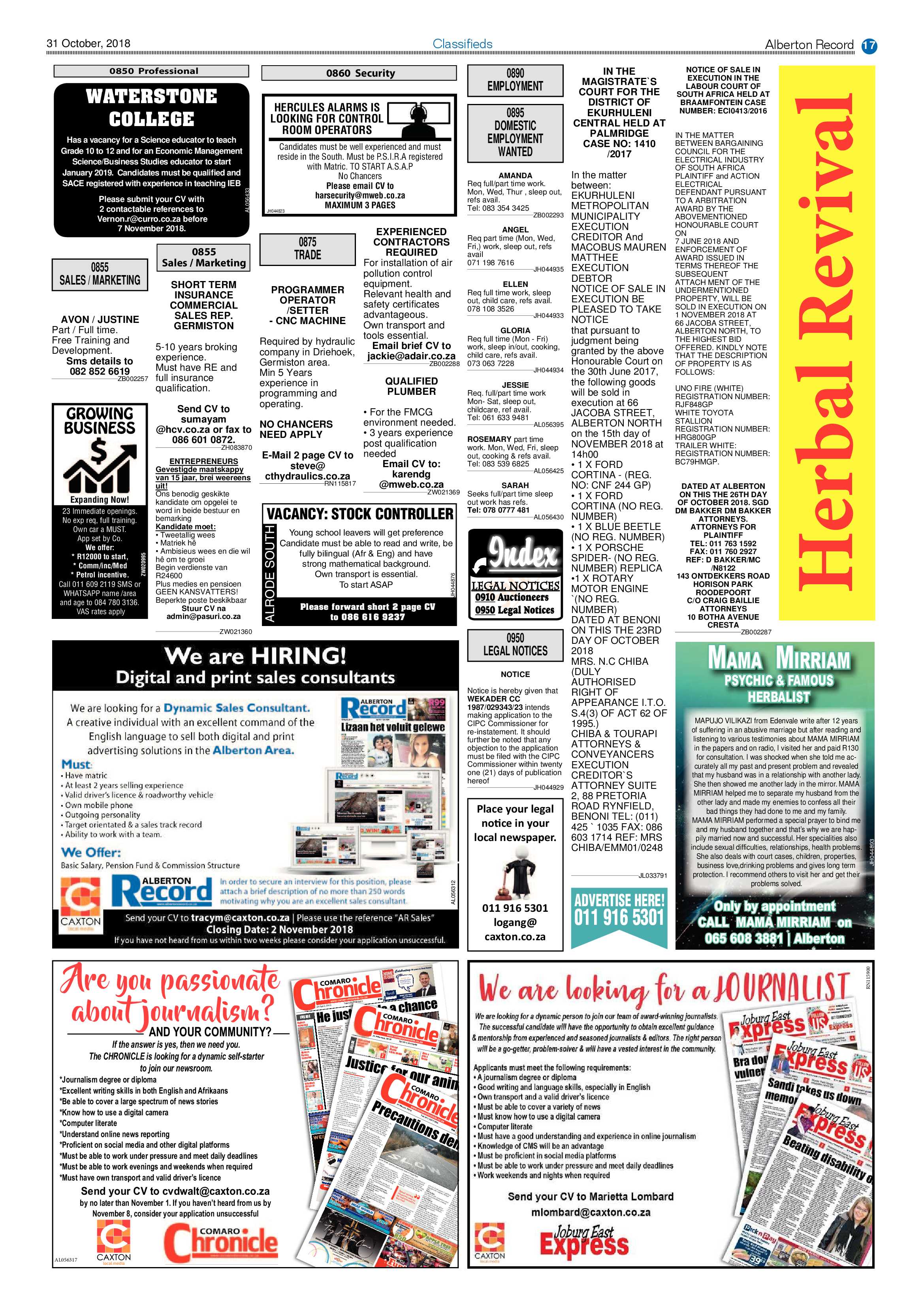 Alberton Record 31 October 2018 page 17