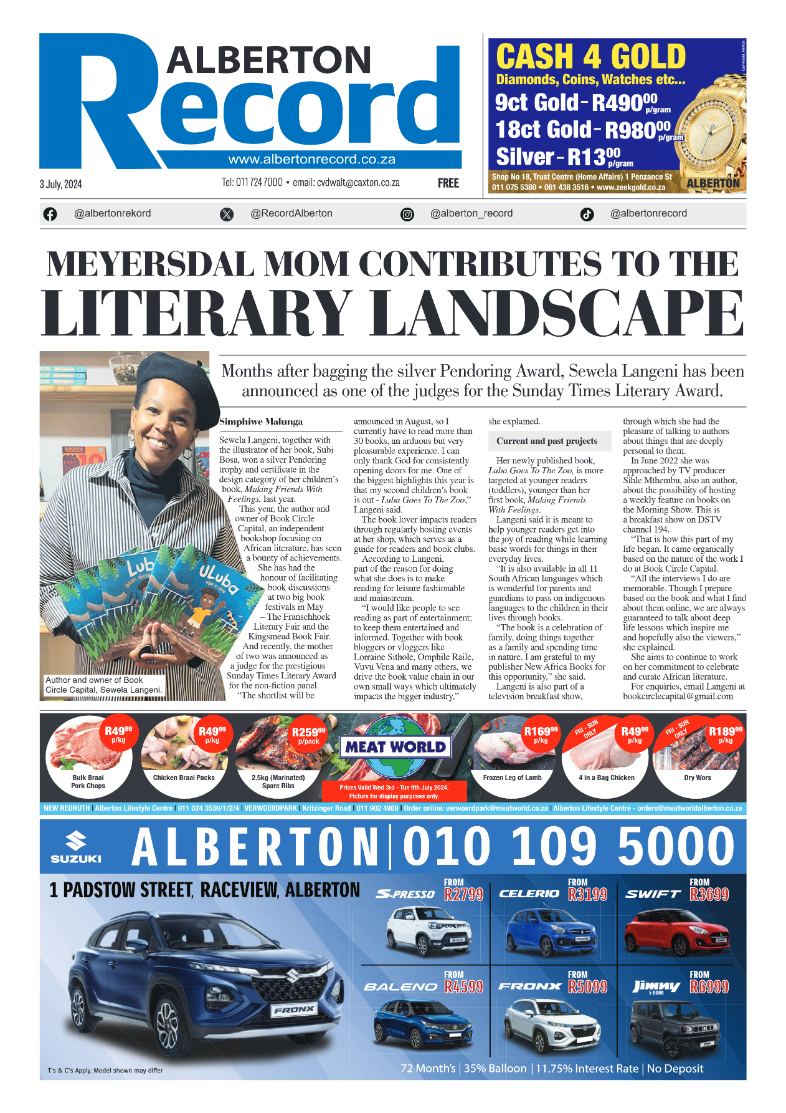 Alberton Record 3 July 2024 page 1