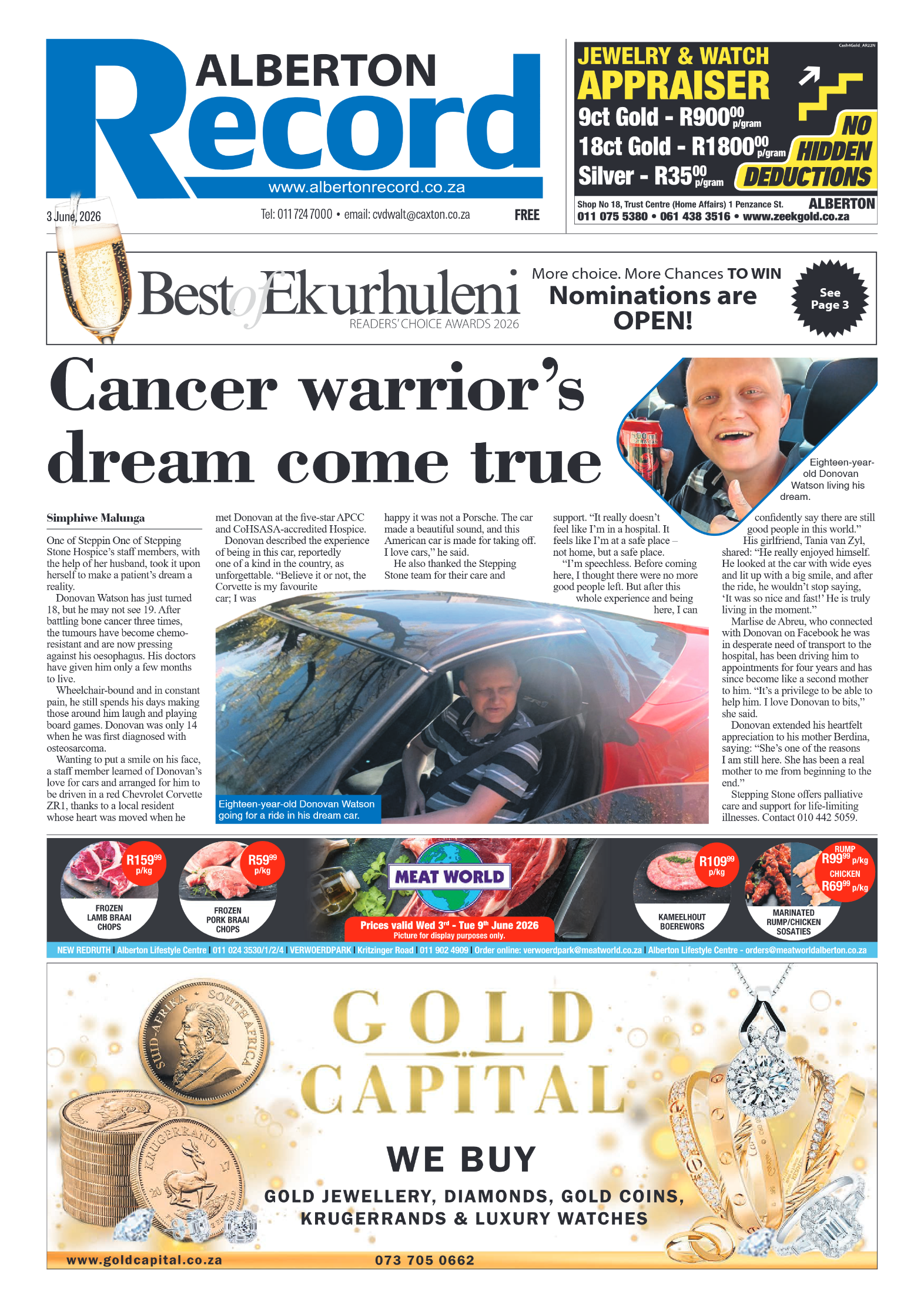 Alberton Record 3 June 2026 page 1