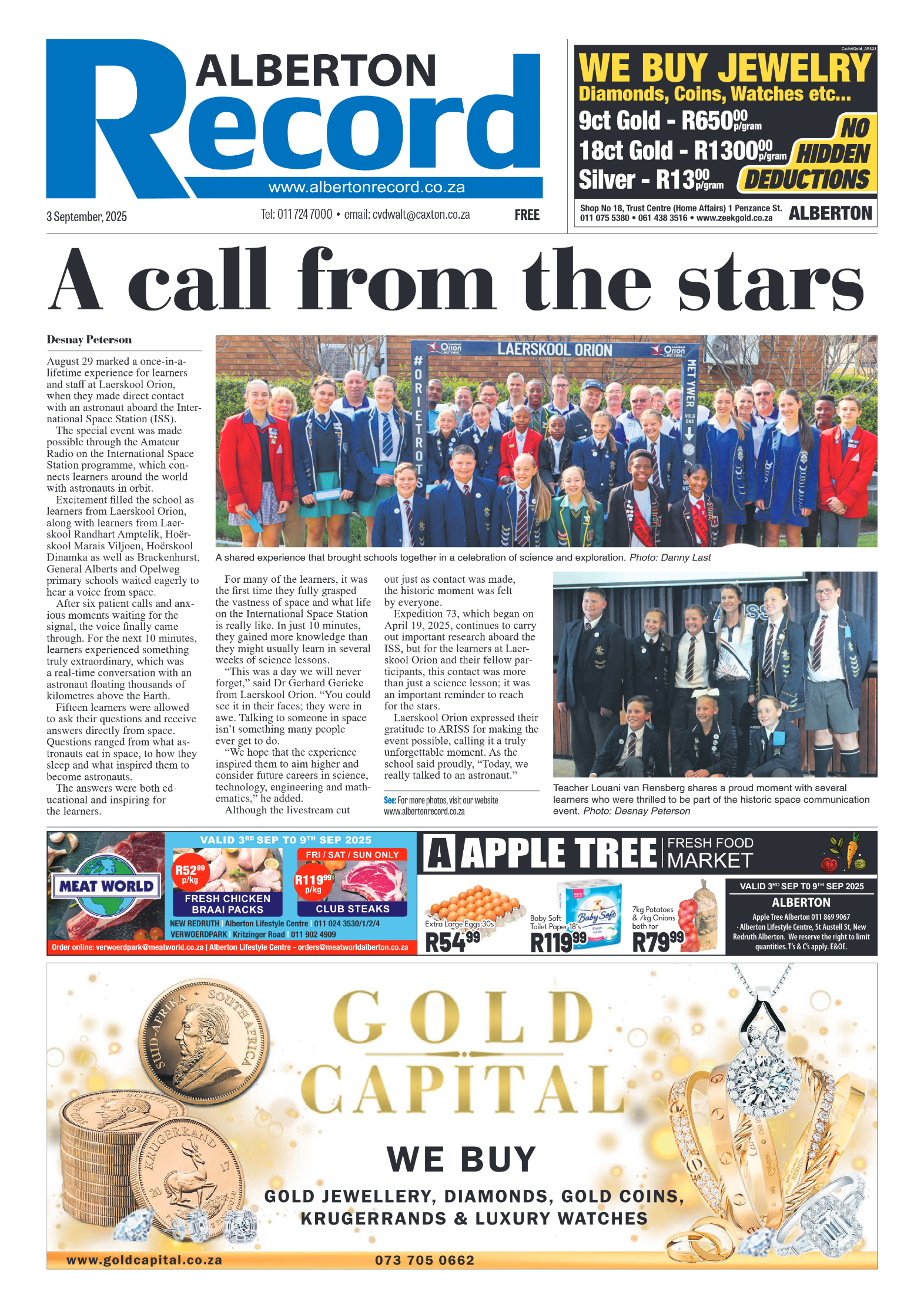 Alberton Record 3 September 2025 page 1