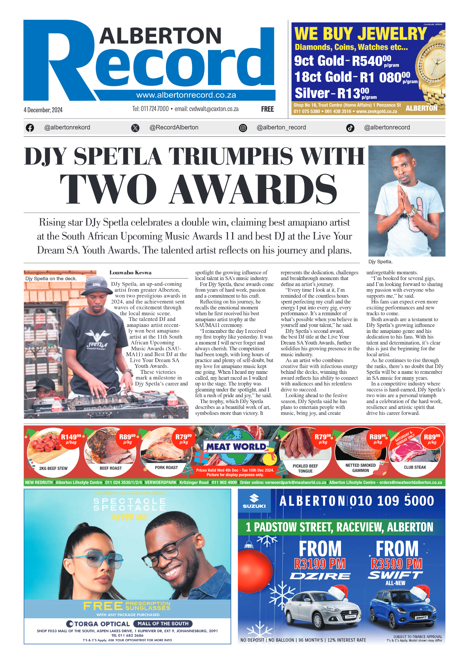 Alberton Record 4 December 2024 page 1