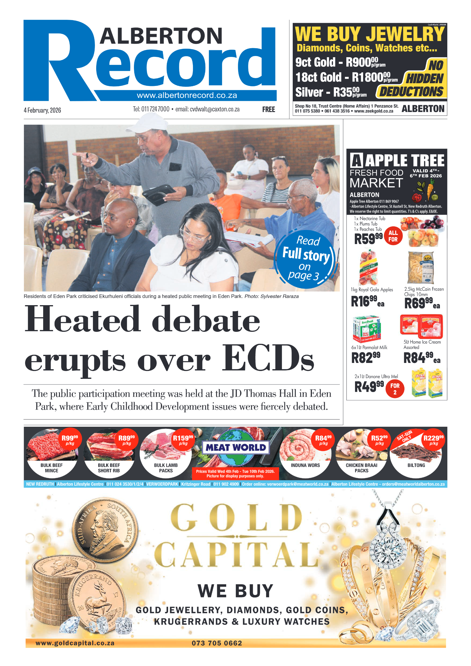 Alberton Record 4 February 2026 page 1