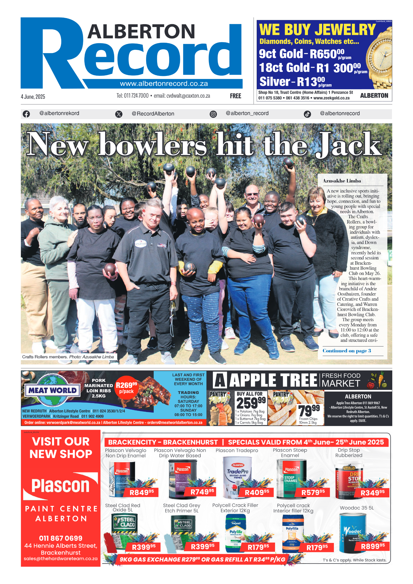Alberton Record 4 June 2025 page 1