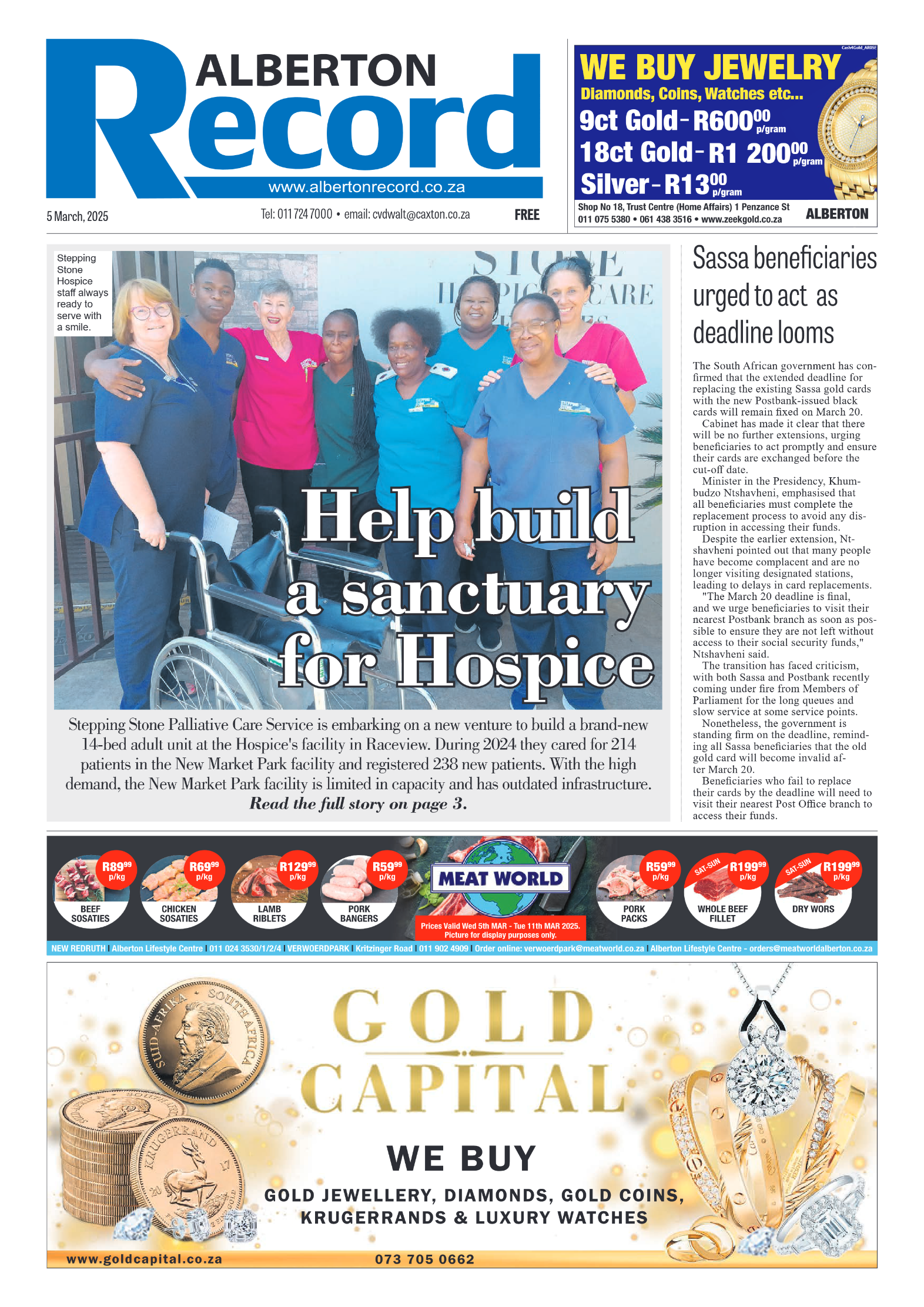Alberton Record 5 March 2025 page 1