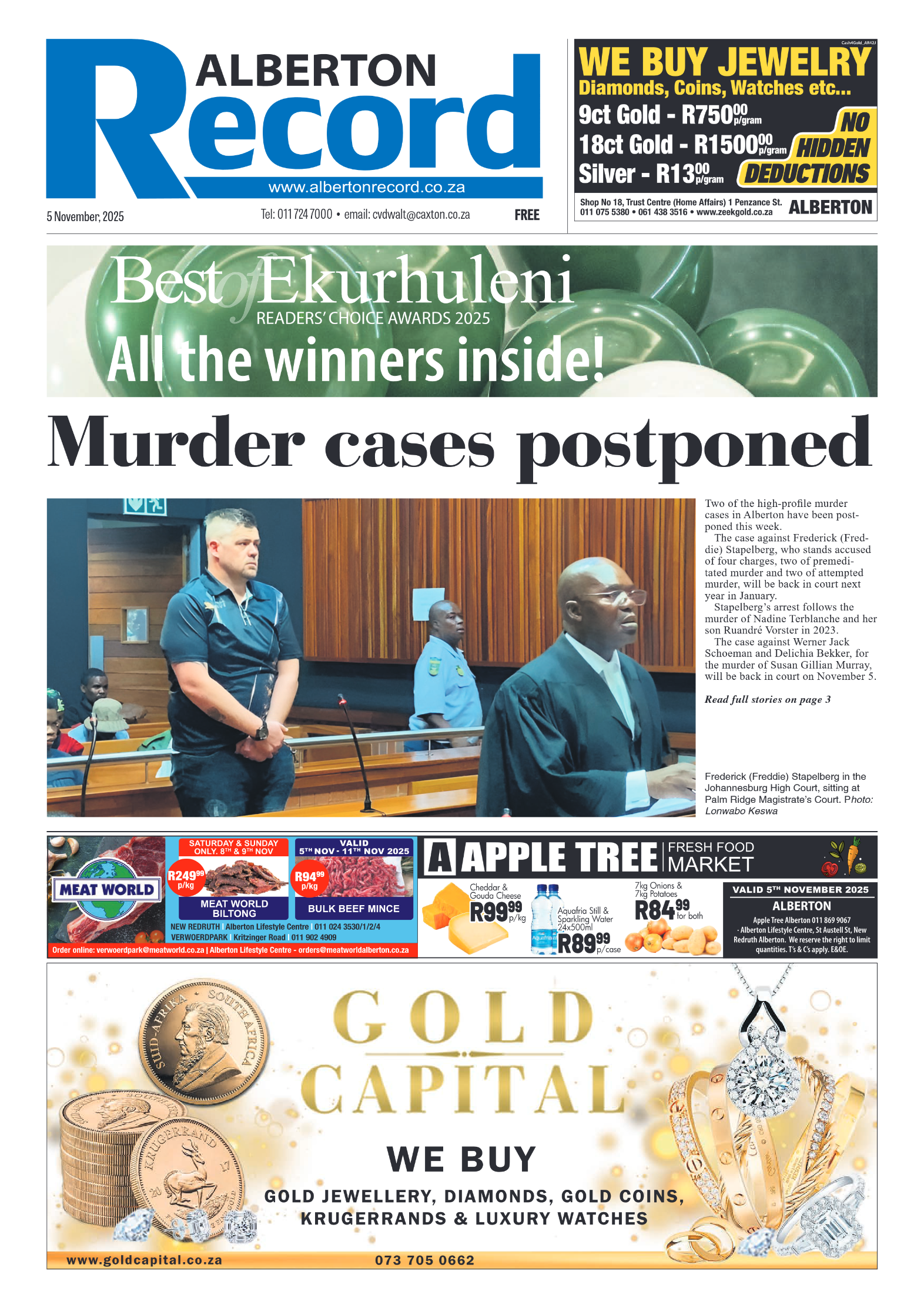 Alberton Record 5 November 2025 page 1