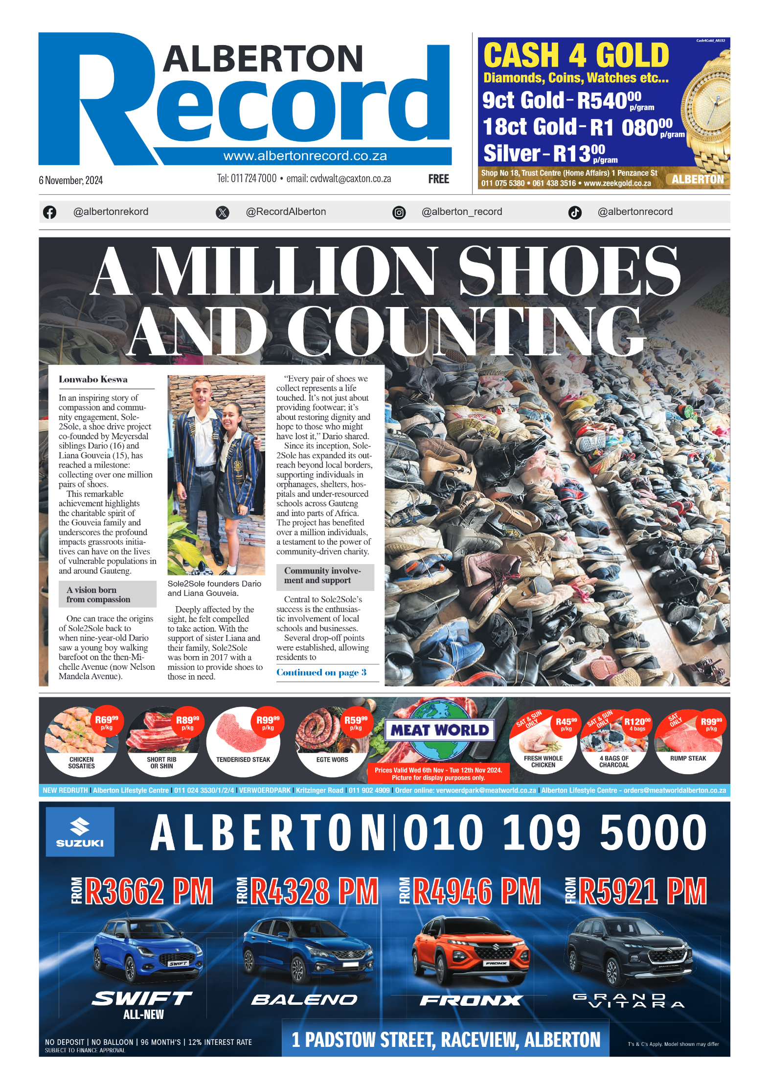 Alberton Record 6 Novemberr 2024 page 1