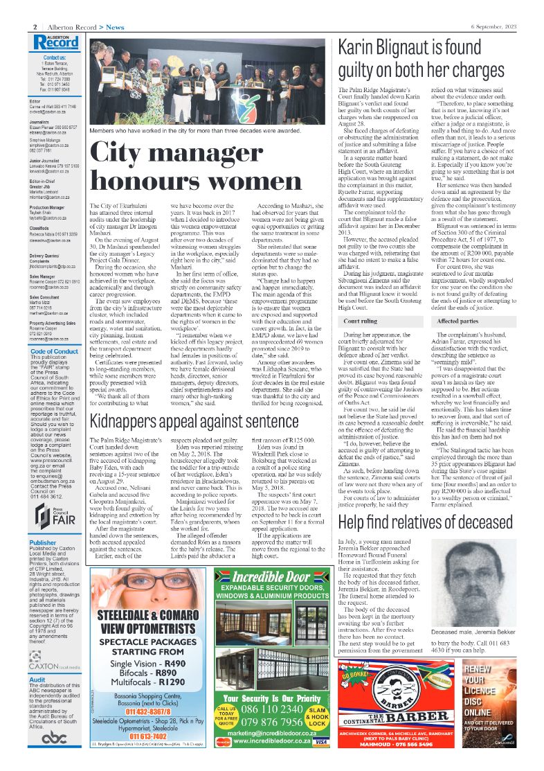 Alberton Record 6 September 2023 page 2