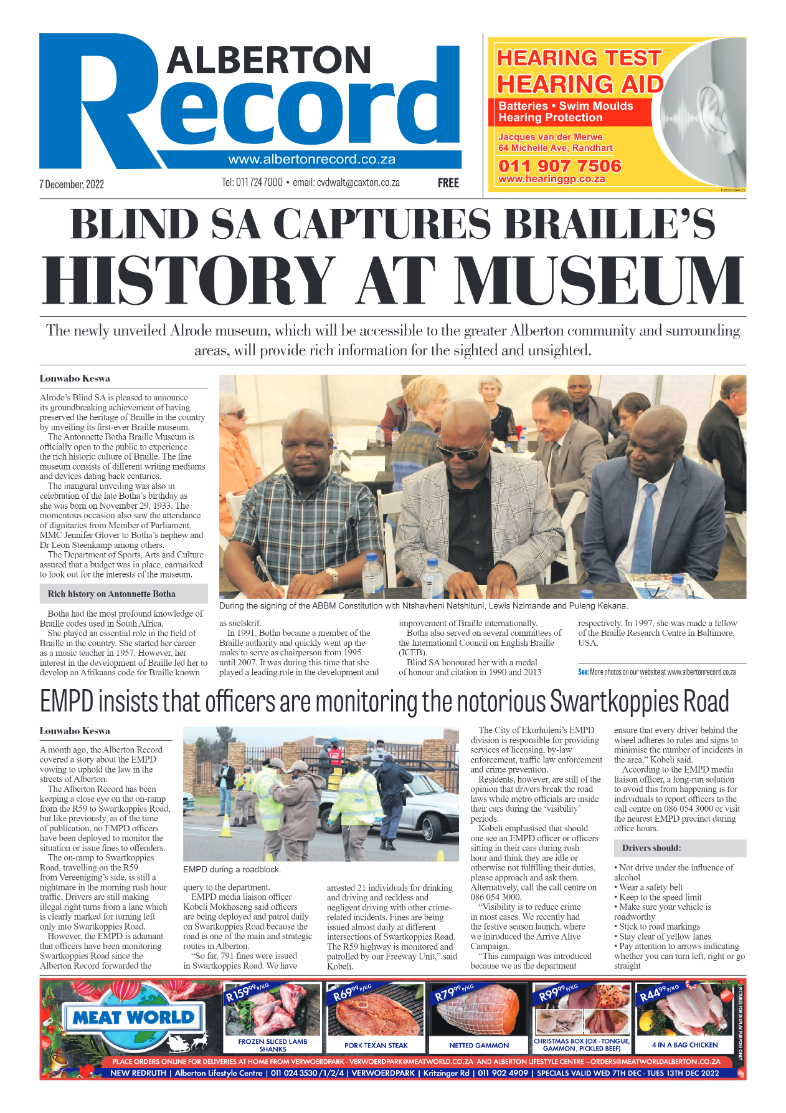Alberton Record 7 Dec 2022 page 1