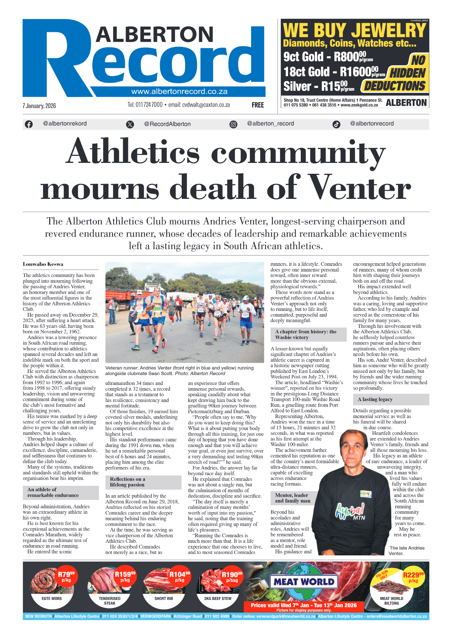 Alberton Record 7 January 2026 page 1