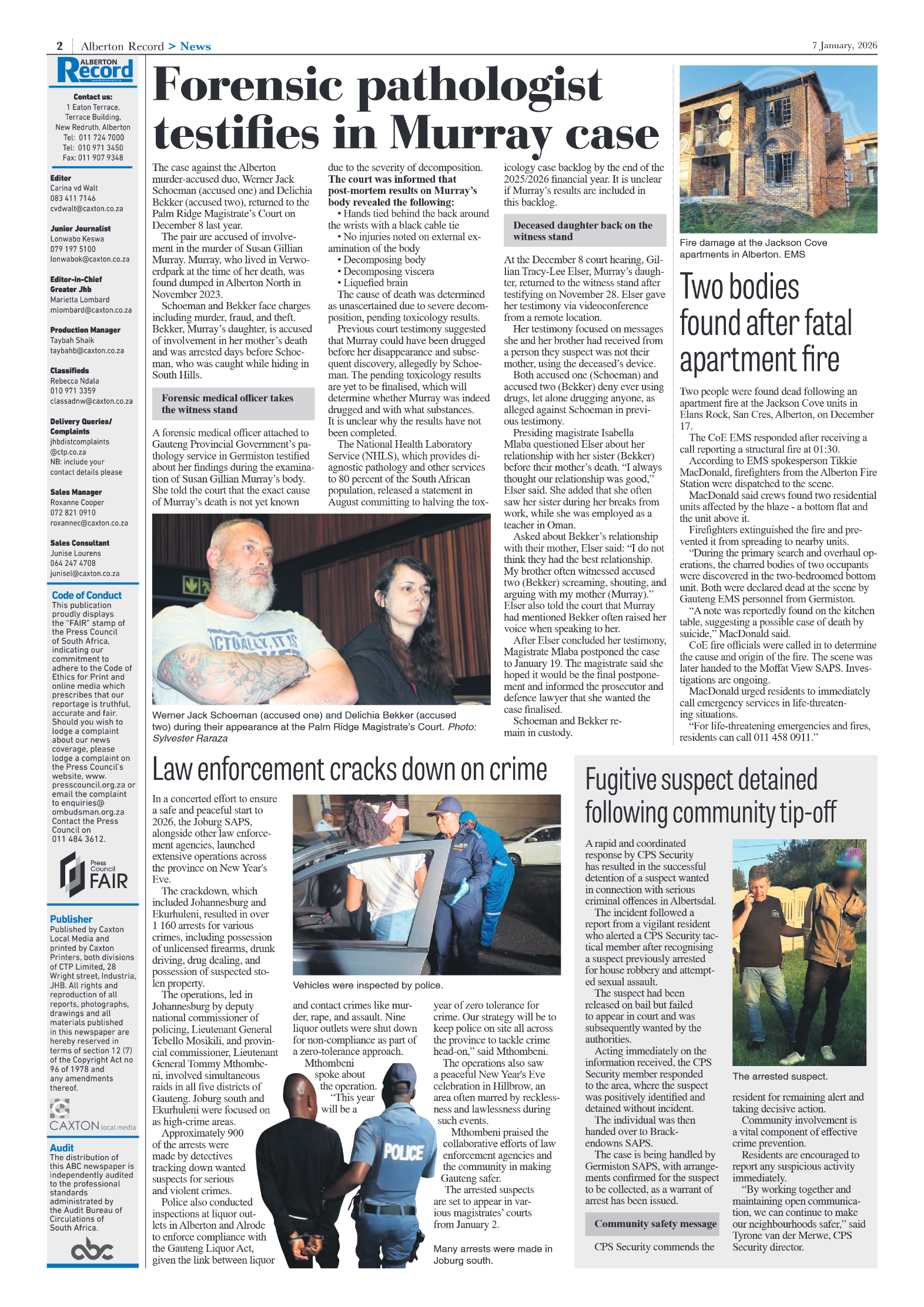 Alberton Record 7 January 2026 page 2