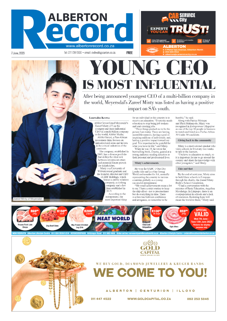 Alberton Record 7 June 2023 page 1