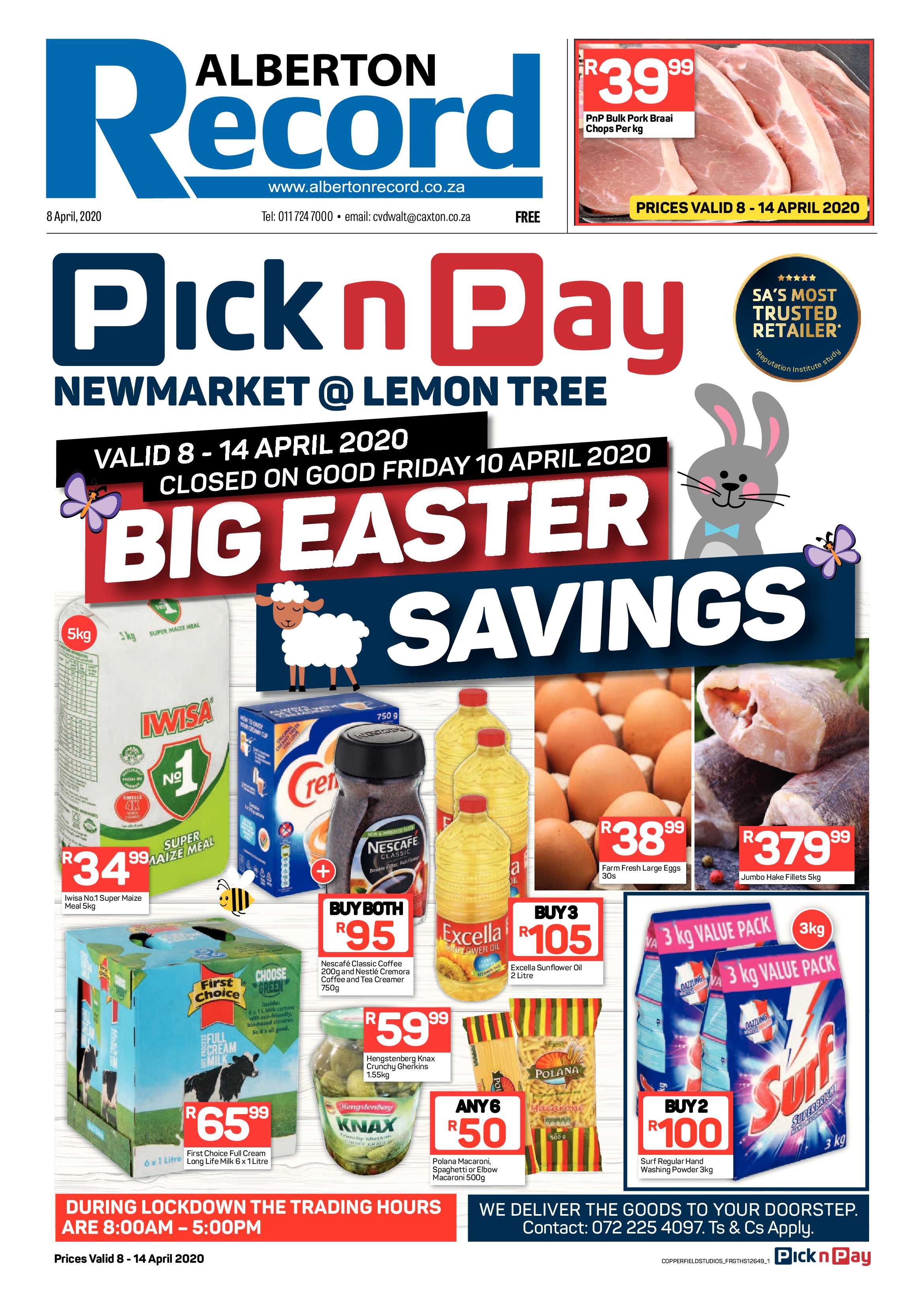 Alberton Record 8 April 2020 page 1