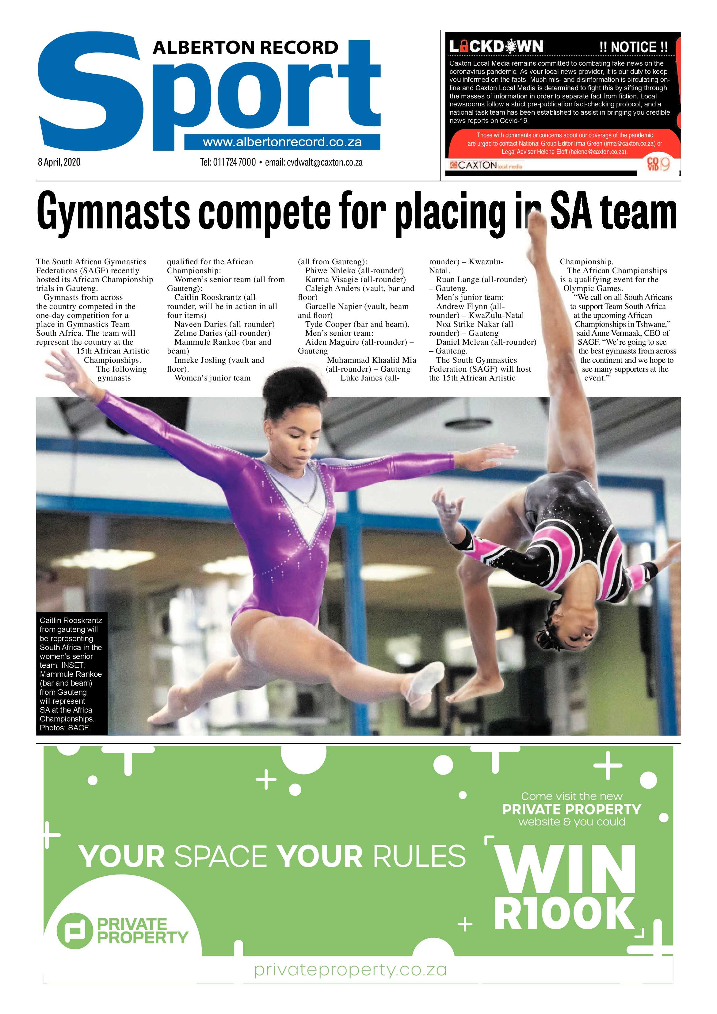 Alberton Record 8 April 2020 page 20