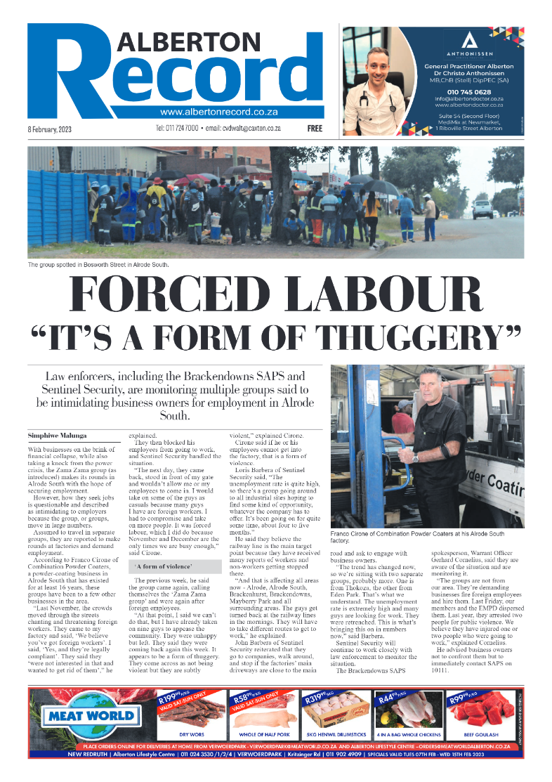 Alberton Record 8 February 2023 page 1