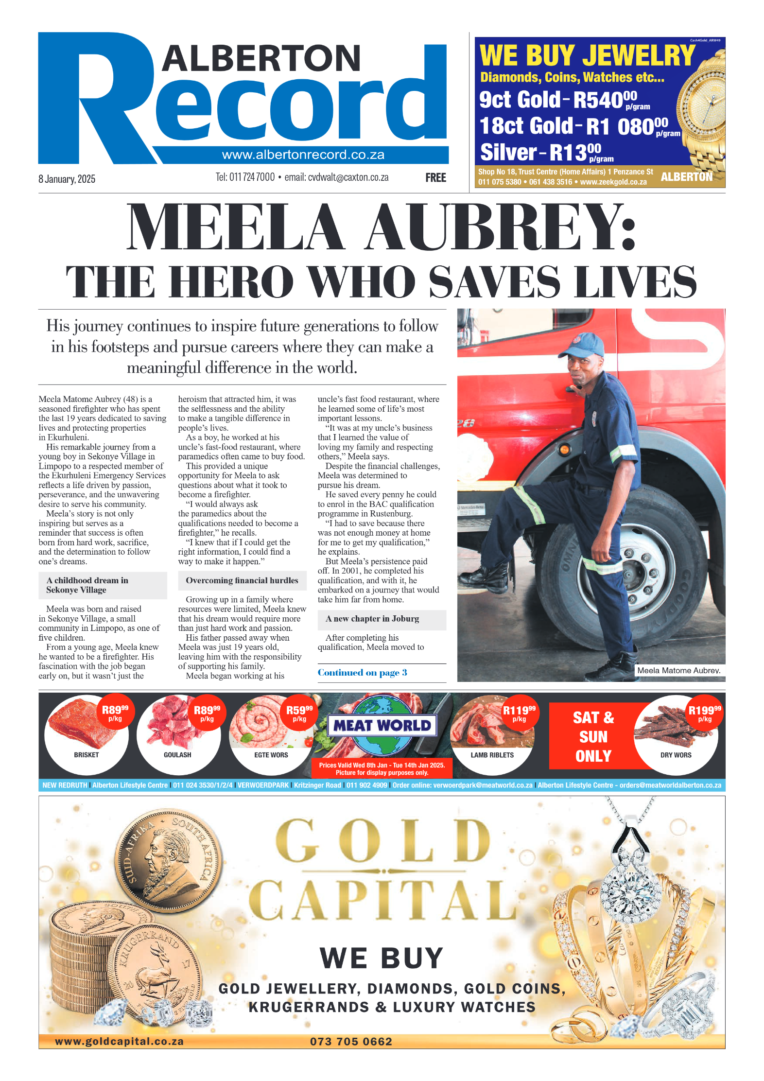 Alberton Record 8 January 2025 page 1