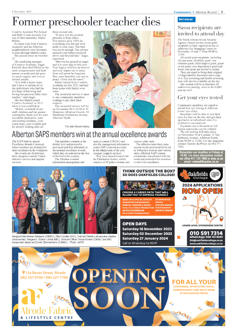 Alberton Record 8 November 2023 page 3
