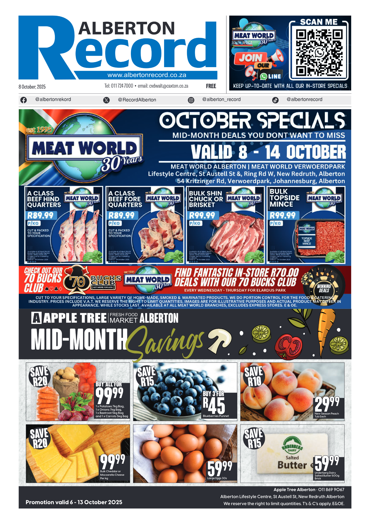 Alberton Record 8 October 2025 page 1