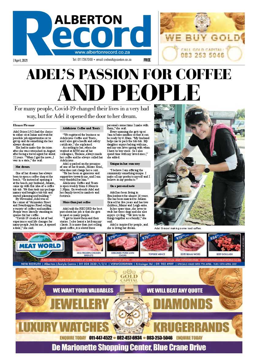 Alberton Record 9 April 2021 page 1