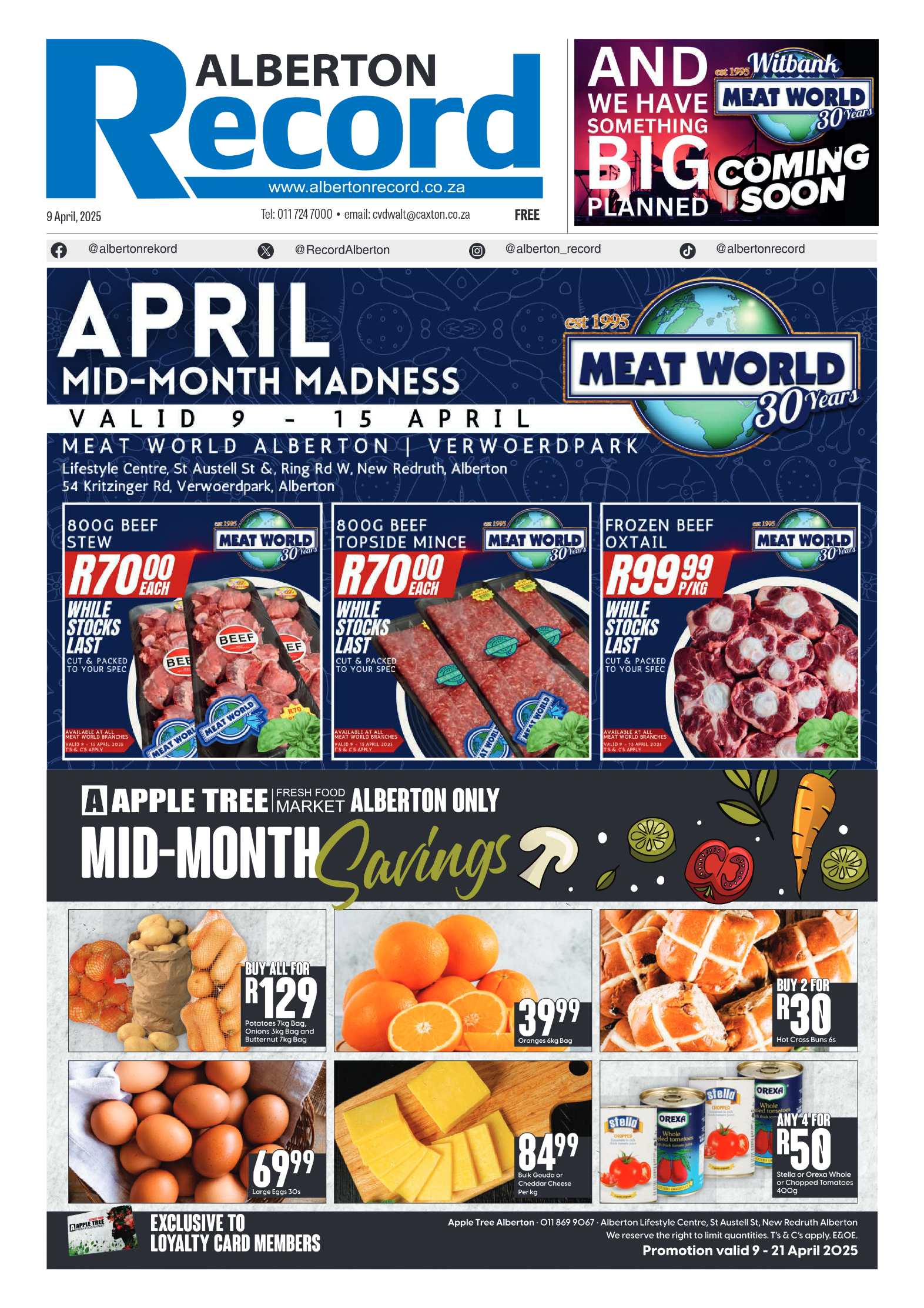 Alberton Record 9 April 2025 page 1