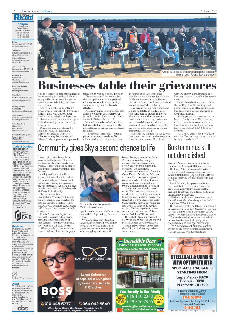Alberton Record 9 August 2023 page 2