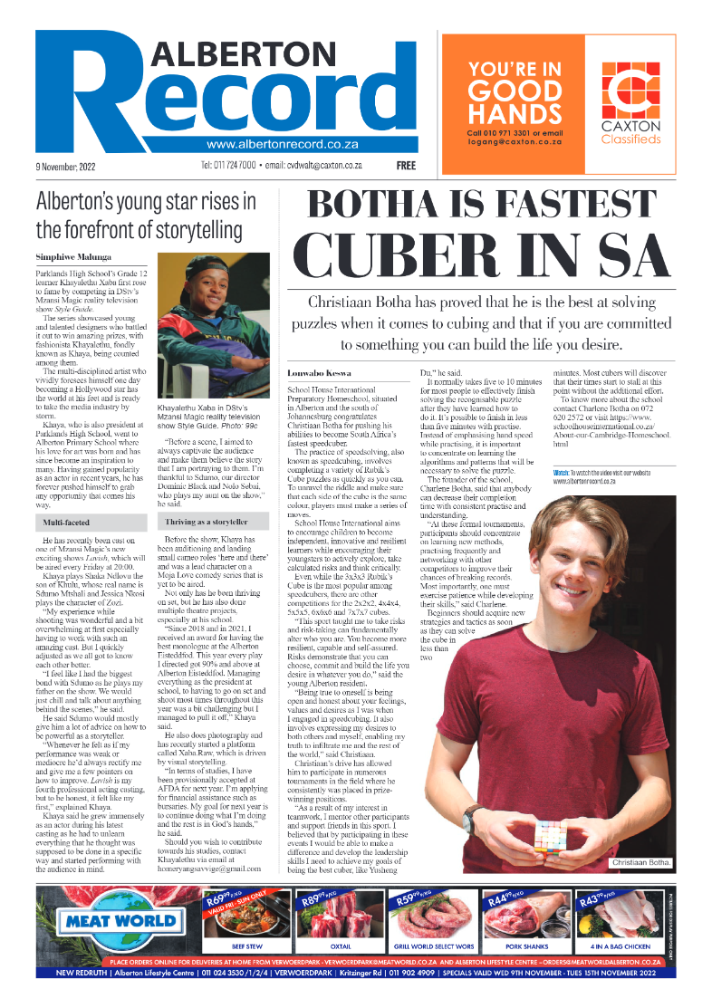 Alberton Record 9 Nov 2022 page 1