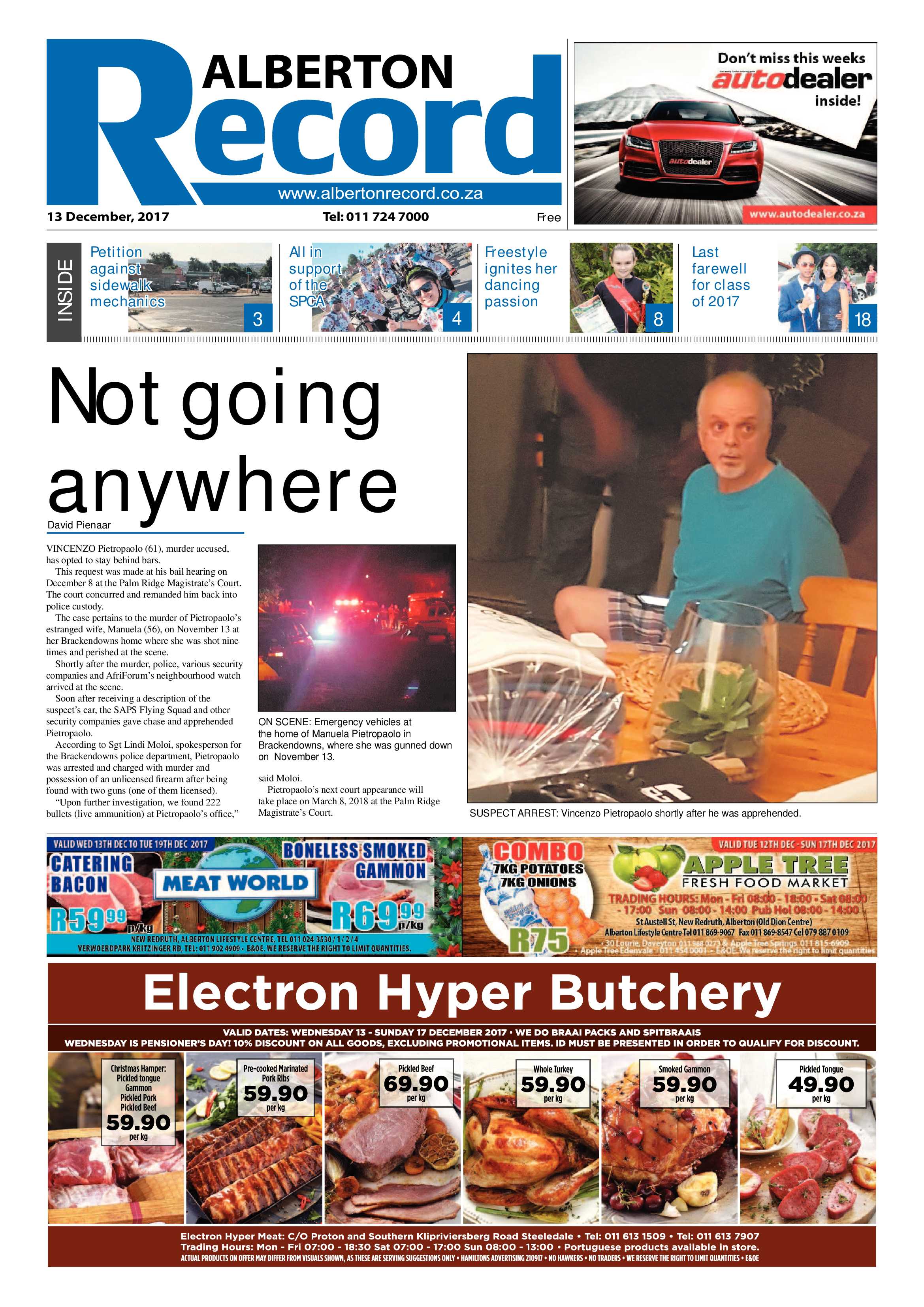 Alberton Record News 13 December 2017 page 1