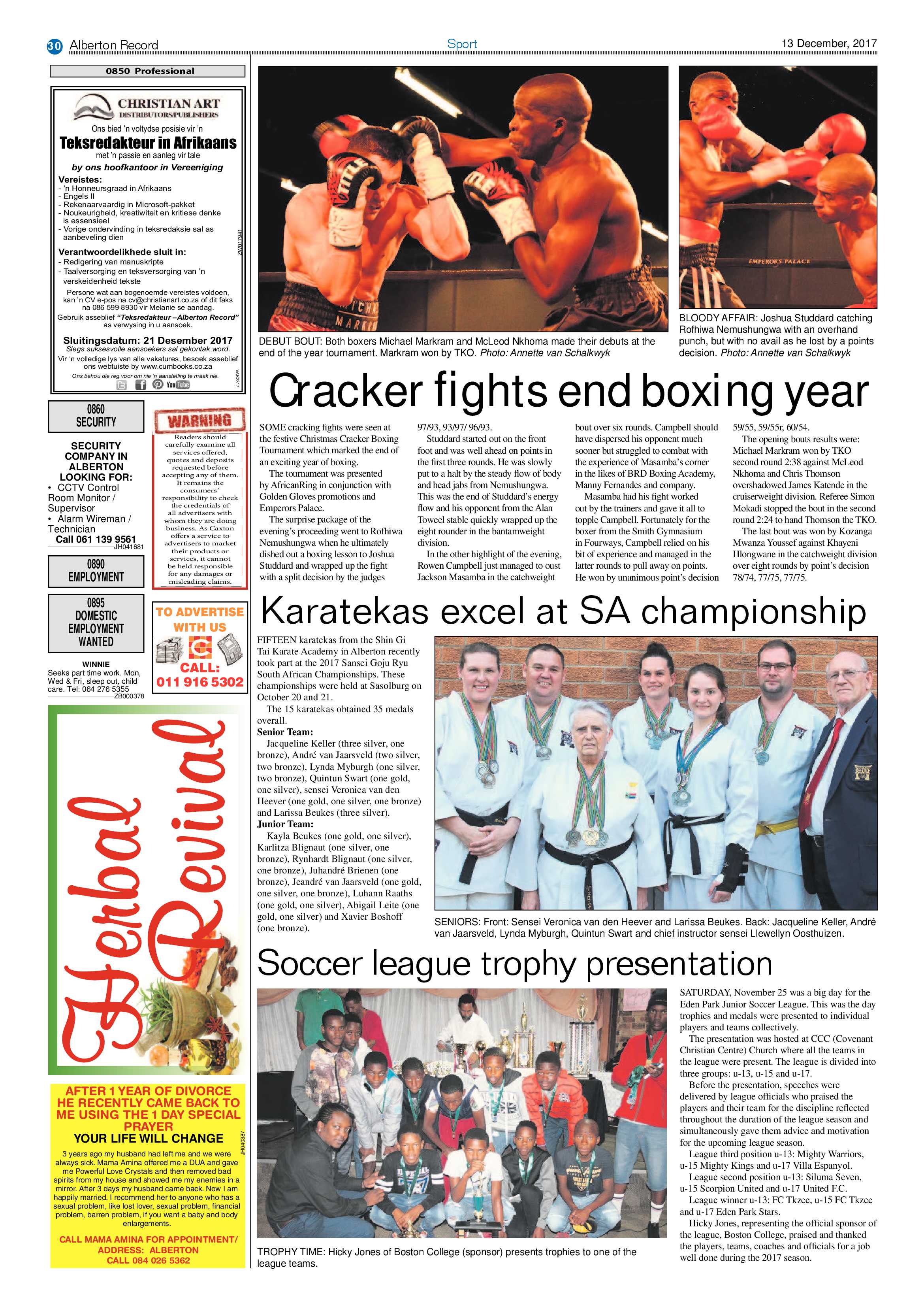 Alberton Record News 13 December 2017 page 34