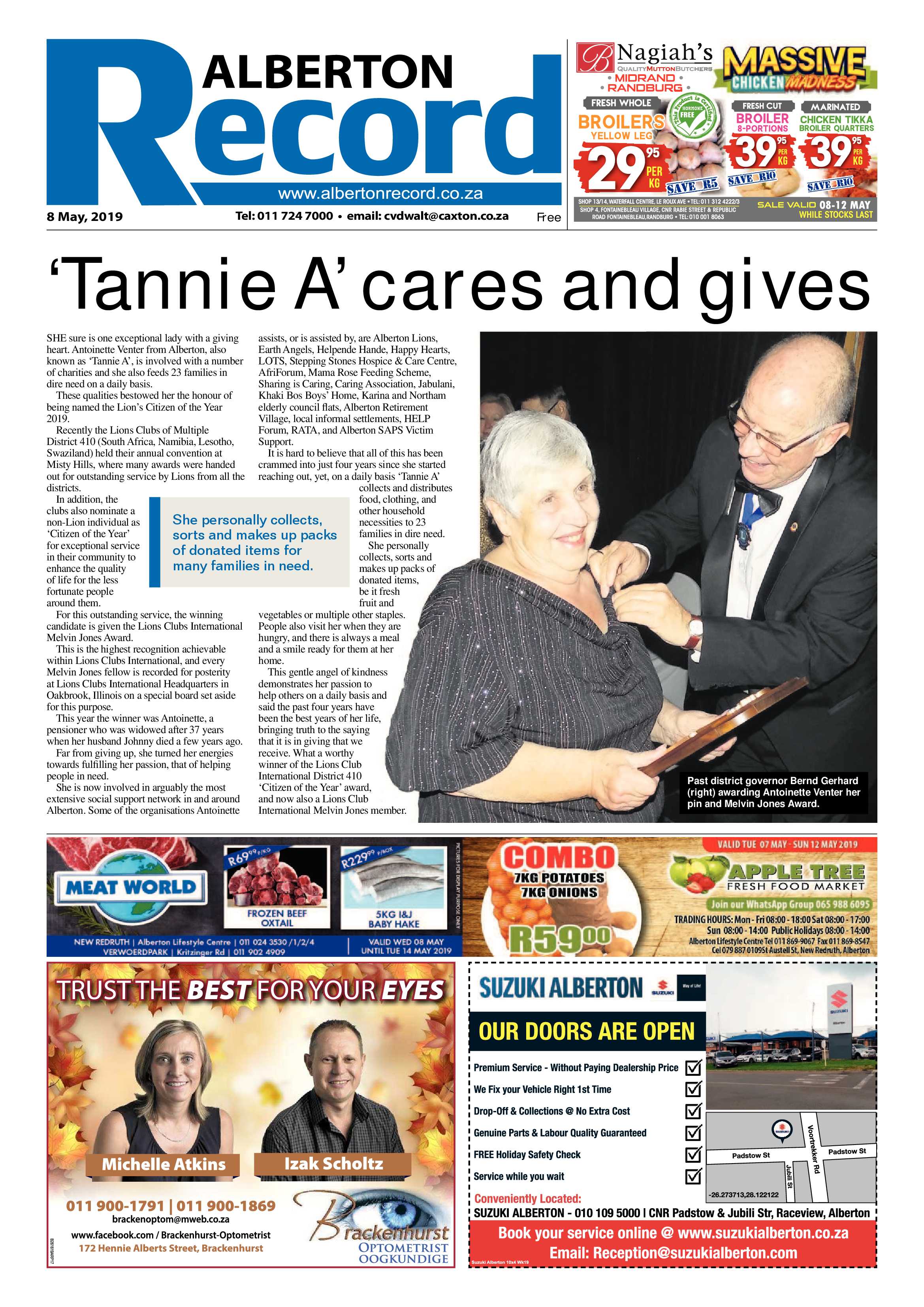 Alberton Record  08 May 2019 page 1